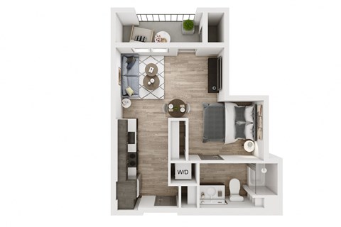 Floor plan for studio, 1 bath, 521 sqft